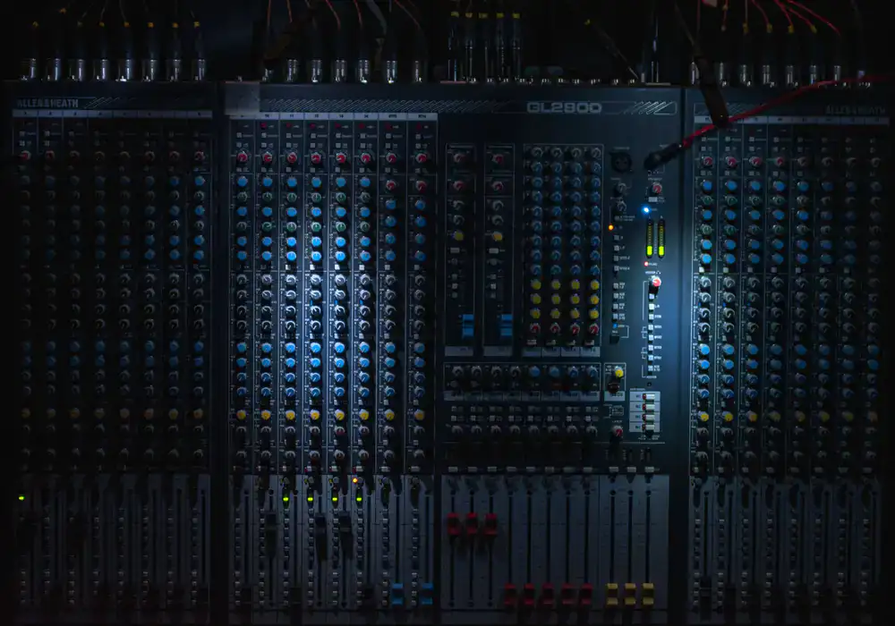Close up of audio mixing interface